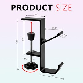 YDEROD Convenient 2Pcs Purse Hook for Table, Desk Headset Holder with Adjustable Arm Clamp, Branch Shaped Handbag Hanger for Hanging Keys, Headphone, Bags, and Clothes (Black)