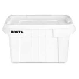 Rubbermaid Commercial Products BRUTE Tote Storage Container with Lid-included, 20-Gallon, White, Reusable Boxes for Moving/Storing in Garage/Basement/Attic/Jobsite/Truck/Camping