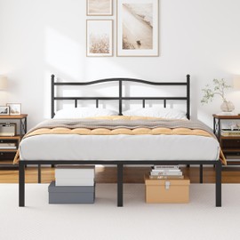 OSASET 14 inch King Bed Frame -Platform Bed Frame with Headbroad Metal Bed Frame No Box Spring Noise Free Easy Assembly