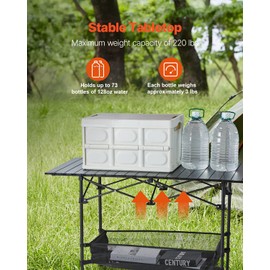 VEVOR Folding Camping Table, 24x16 inch Lightweight Fold Up Tables, Aluminum & Steel Outdoor Portable Side Desks with Large Storage and Carry Bag, Ultra Compact Work Desk for Beach Picnic Travel