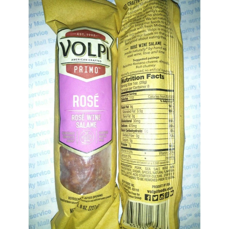 Columbus ROSE Wine Italian Smoked Salami Volpi Primo 24oz AllNatural