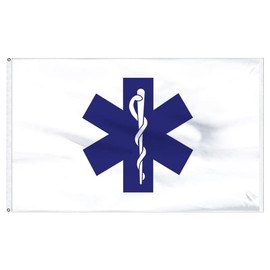 Star of Life Flag 3ft x 5ft Nylon | Nylon for Weather Resistance | Durable & Fade-Resistant | Heavy Canvas Heading with Brass Grommets | Made in the USA | Perfect for Low Wind Flyability