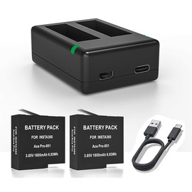 2-Pack Battery for Insta 360 Ace Pro/Ace Battery Charger Camera Fast Charge Hub for Insta360 Ace Pro Camera