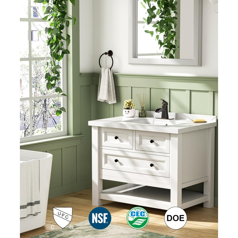 FORIOUS Bathroom Sink Faucet 1 Hole Waterfall One Handle Oil