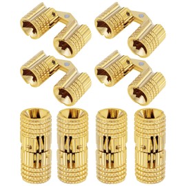 HOJLKLD 8Pcs 8mm Hidden Brass Barrel Hinges, 180 Degree Opening Angle Concealed Furniture Hinges for DIY Jewelry Box Hand Craft