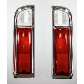 Performance PFM-978914 Tail Light Lamp Lenses, Rear, Left and Right, Smooth Red and Chrome Bezel, Set of 2 for 1967-1972 Chevy Blazer, C10 Pickup, C20 Pickup, C30 Pickup, K10 Pickup, K20 Pickup