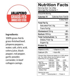 Jalapeno, Sogo Snacks, No Sugar, 100% Grass-fed & finished, Non-GMO Beef Sticks & Bites. No Nitrates, Gluten, Soy, Dairy, Nuts, Eggs, MSG. Keto & Paleo Friendly (Jalapeno, 24 Sticks &16-oz Bites)