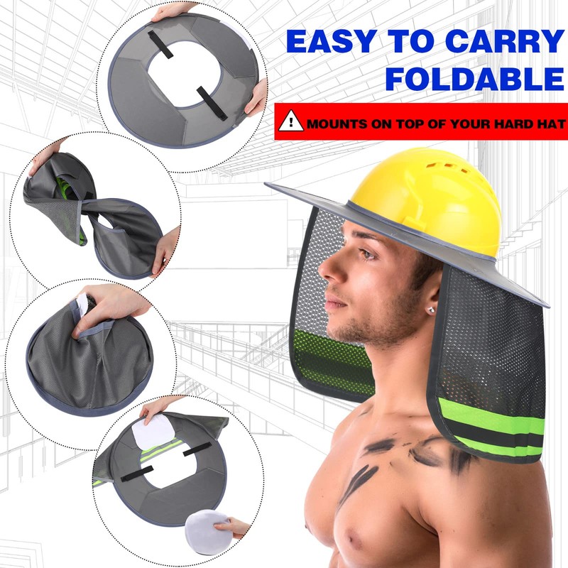 10 Pack Hard Hat Sun Shade Full Brim Neck Cover,