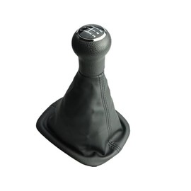 Newtown2700-parts Gear Knob Gear Stick Boot Frame Black Stitching Black Cap in Black and Chrome Look Compatible / Replacement Part for VW Passat 3B 3BG B5 5.5 5 Speed