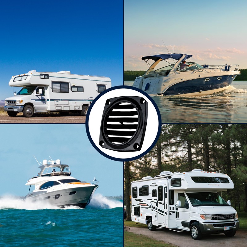 (Black (Pair)) - Five Oceans Air Louvred Flush Thru Vent,