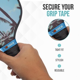 Palms-O-Aces Pickleball Paddle Grip Band | Silicone Band with Textured Grip | Firmly Secures Grip Tape | Enhances Handling and Comfort | Lightweight Accessory | for All Level Players | Light Blue 3D