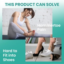 Welnove Gel Hammer Toe Corrector for Women - Toe Straighteners for Curled, Claw, Crooked, Corns, Curling Toes - Hammer Toe Pads - Large Size* 6