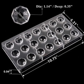 Yopay 84 Grids Polycarbonate Chocolate Mold Candy Making Molds, Diamond Shaped Tray for Mousse, Jelly, Pralines, Truffles, Sweets, Bonbons, Cookies, (4 Pack Transparent)