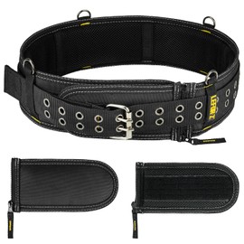 4-Inch Padded Tool Belt,Heavy Duty Tool Belts for Men with 4 Suspenders Ring,Work Belts for Electrician,Carpenter,Construction,Utility Belt,Adjustable 34''-40''(Pouch not Included)