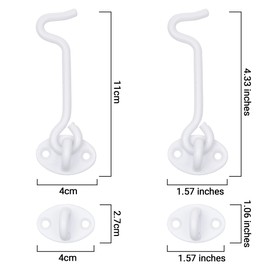 Eco-Fused Hook and Eye Latch Heavy Duty - Barn Door Lock, 4X Mounting Screws - Powder Coated Stainless Steel Hooks for Door, Windows, Sheds, Fences, Gates, Closets, Cabinets