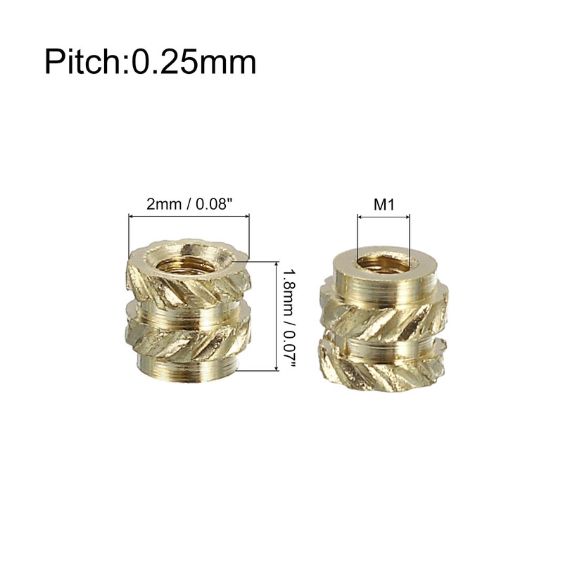 uxcell Knurled Insert Nuts, 130pcs M1 x 1.8mm Length x