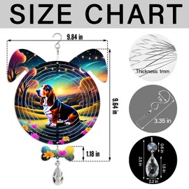 Basset Hound Dog Ears Wind Spinner, Basset Hound Wind Spinner Hanging for Yard and Garden