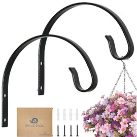 BRAVE SNAIL Wall Hook 6 Inch Metal Iron Hanging Bracket Indoor Outdoor for Plant Hanger Bird Feeders Flower Baskets Wind Chimes Lights Home Decor, 2 Pick, Black
