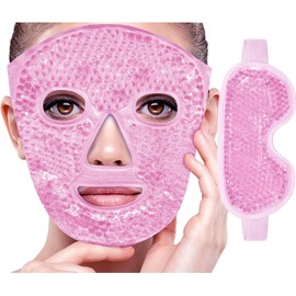 2PCS Antifaz de Gel para Ojos y Cara, Mascarilla Gel Frío/Caliente, Rosa | Mascarilla de Facial Reutilizable con Respaldo de Felpa, para Reducir Bolsas Bajo los Ojos, Ojeras, Compresa Fría y Caliente