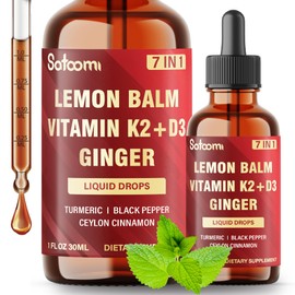 7in1 Lemon Balm Tincture - with Vitamin D3, Vitamin K2, Ginger, Turmeric, Ceylon Cinnamon and Black Pepper - 60 Day Supply - Better Absorbed Than Capsules, Great for Lemon Balm Tea