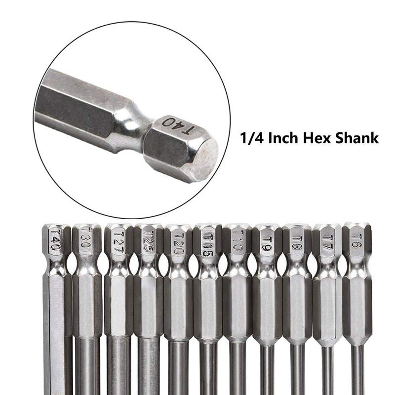 Saipor 11 Piece T6-T40 Torx Bits Screwdriver Set Magnetic Torx