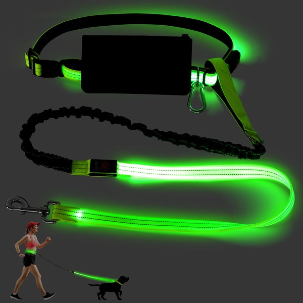 LED Hands Free Dog Leash, Waist Leash for Dog Walking,