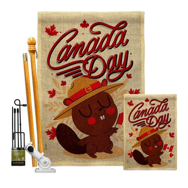 Dominion Day Burlap Garden House Flags Kit Regional Canada Canadian