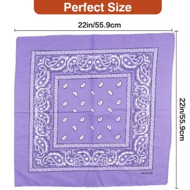 Raylarnia 100% Cotton Large Bandanas for Men and Women, 22 Inch Paisley Bandana with Multiple Colors（Dark Purple/Purple/Lavender）