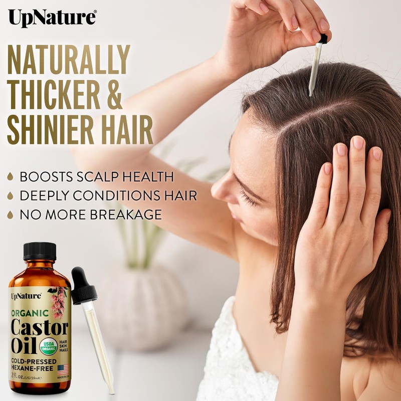 UpNature Organic Castor Oil for Eyelashes – Lash Serum for