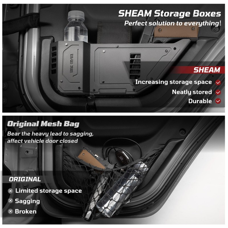 SHEAM Metal Rear Door Pocket Storage Box with Cup Holder