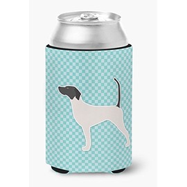 Caroline's Treasures BB3695CC English Pointer Checkerboard Blue Can or Bottle Hugger Cooler Washable Drink Sleeve Collapsible Beverage Insulated Holder, Can Hugger, Multicolor