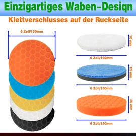 CDDCWZ Polishing Sponge (7-Piece 150 mm) Polishing Pad Velcro Set Polishing Pad Versatile Polishing Foam Set for Eccentric Polishing Machine Grinding Machine