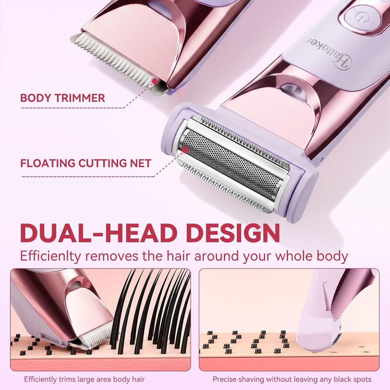 Hatteker Bikini Trimmer for Women,4-in-1 Dual Head Women's Electric Razor
