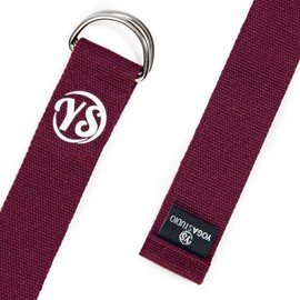 Yoga Studio Yoga Strap, 2.5m (8.2ft) Extra Long Durable Organic Cotton Adjustable Stretching D-Ring Yoga Belt, Exercise, Pilates, Dance, Workout, Gym, Physical Therapy - (Raspberry)