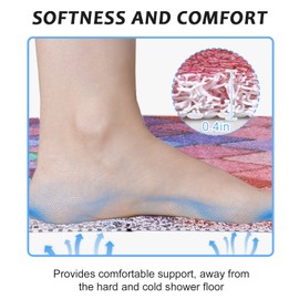 Square Shower Mat Non Slip 60 x 60 cm Bath Mat Non Slip Non Mould Shower Mats for Inside Shower Soft Loofah Massage Shower Mat Bathroom Floor Rug Carpet with Anti-slip Grid Bottom, Quick Dry