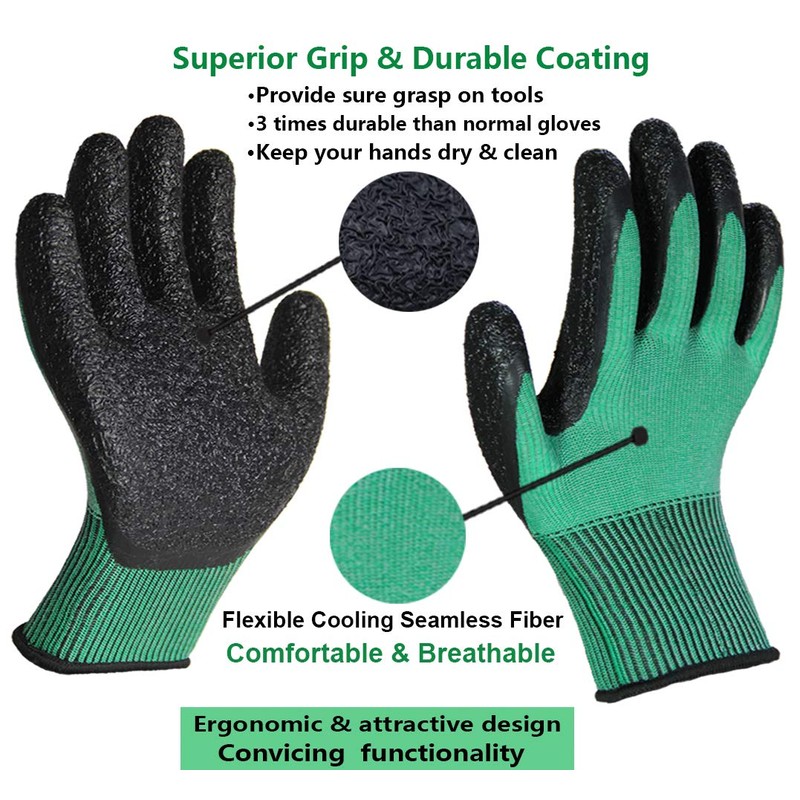 PROGANDA 3 Pairs Superior Grip Colourful Gardening Work Gloves Comfortable