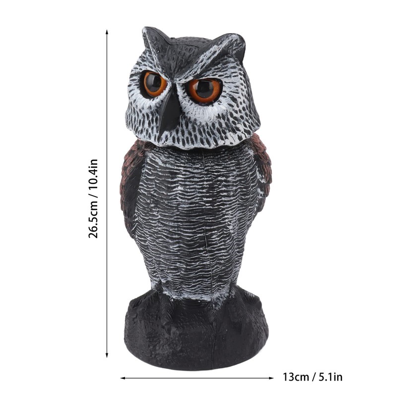 Tomotato Fake Owl Bait, Owl Scarecrow with Rotating Head, Plastic
