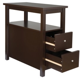 Segawe Chairside End Table with 2 Drawer and Shelf  for Living Room Narrow Stand
