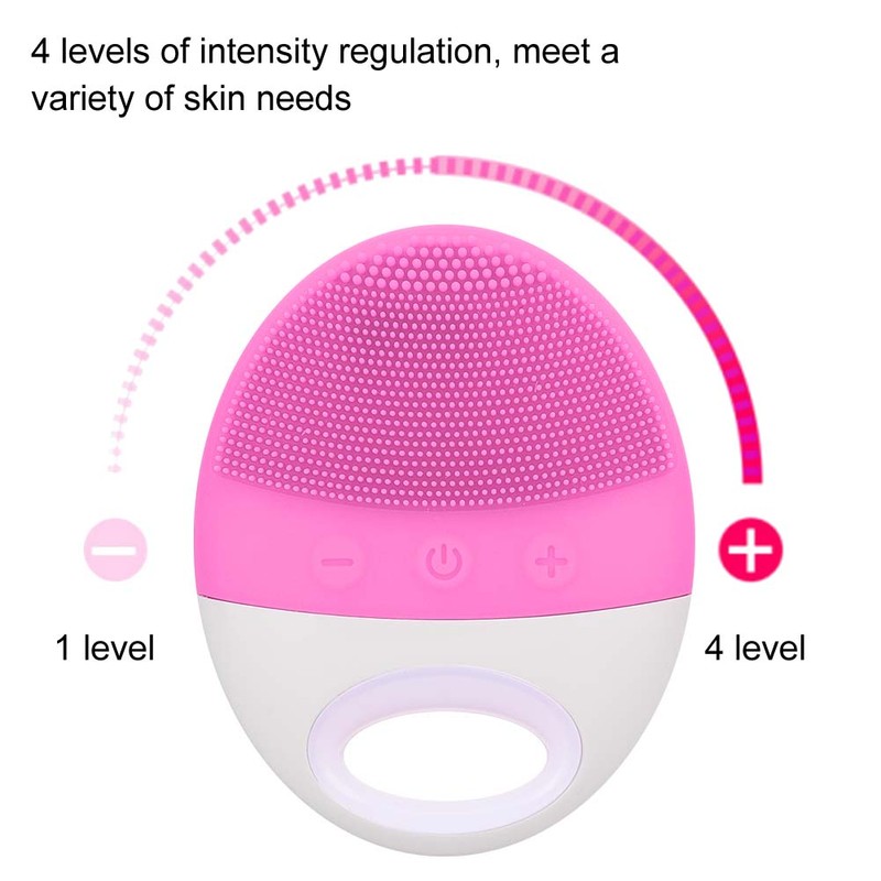 Electric Ultrasonic Silicone Cleansing Device Facial Cleaner Beauty Instrument (Pink)