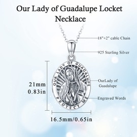 Brisskaari Our Lady of Guadalupe Locket 925 Sterling Silver Virgen De Guadalupe Locket Necklace Holds Picture Catholic Jewelry Keepsake for Men Women