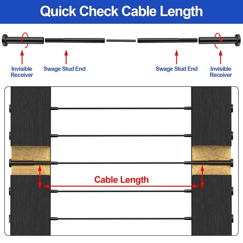 CKE 20 Pack Black Invisible Cable Railing Kits, T316 Stainless