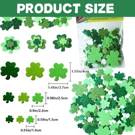 Shamrock Stickers St. Patrick's Day Glitter Green Shamrock Foam Sticker Lucky Irish Four Leaf Clover Self Adhesive Stickers for St. Patrick's Day Party DIY Decor Arts Craft Supplies 80 Pcs