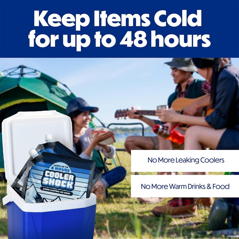 Cooler Shock Ice Packs for Cooler - Long Lasting, Reusable