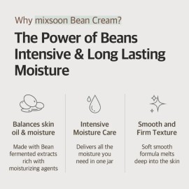 Mixsoon Vegansnail Crema Facial Hidratante, extracto de Frijoles, Uso Día y Noche, 50ml