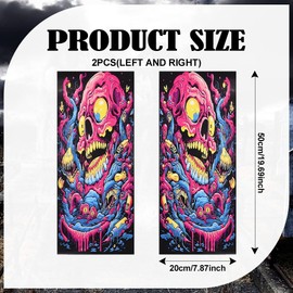 Blueshyhall B Pillars Sticker Car Skull Motif, Pack of 2 Centre Pillar Sticker Black with Skull Pattern Scratch-Resistant Waterproof Cool Car Sticker Sides Skull Car Tuning Sticker (D)