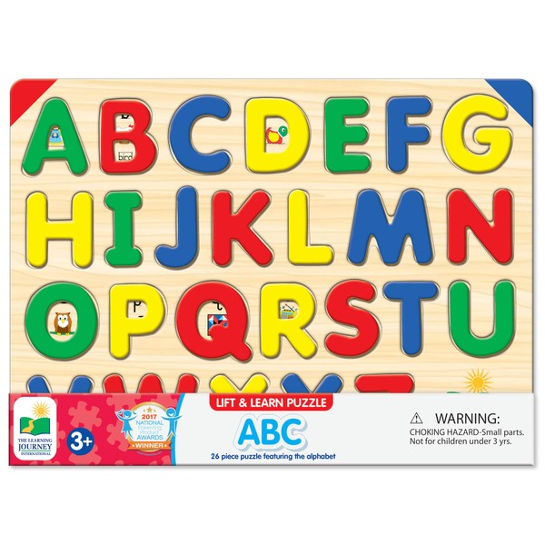 The Learning Journey: Lift & Learn ABC Puzzle - Pictures Underneath Each Piece - Alphabet and Phonics Learning Toy