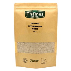 Thames Organic Organic Psyllium Husk Whole - High Protein, High Fibre, Raw, Vegan, GMO-Free - No Additives or Preservatives, Certified Organic - Nutritious, Versatile - Resealable Pouch - Thames Organic 1kg