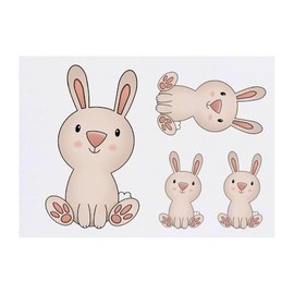 Azeeda 4 x 'Nettes Häschen' Temporäre Tattoos - Wasserfest, Hautfreundlich & Ungiftig · Transfers in Verschiedenen Größen (TO00084806)