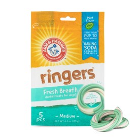 Arm & Hammer for Pets Ringers Dental Treats for Dogs | Dental Chews Fight Bad Dog Breath, Plaque & Tartar Without Brushing | Fresh Mint Flavor, 5 Count
