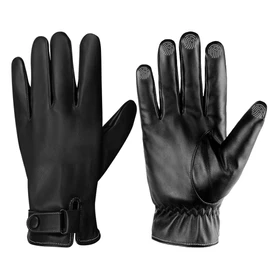 Scott Edward guantes para hombre con pantalla táctil de conducción de cuero sintético impermeables Guantes de invierno para correr, ciclismo, senderismo(negro)